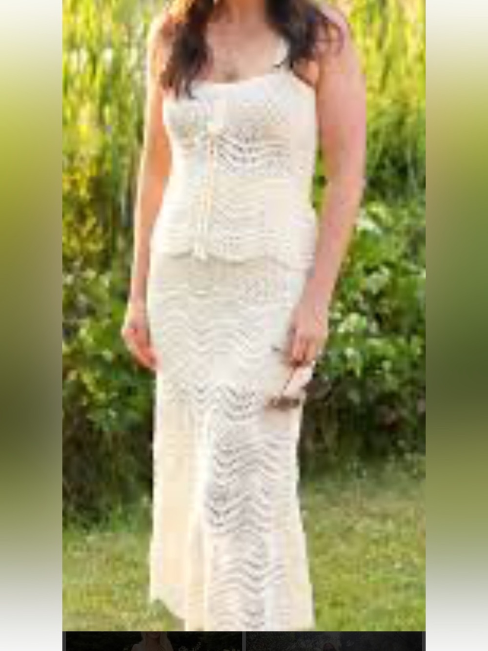 Rachel Zoe Cream Crochet Maxi Skirt Set
